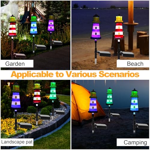 Solar Powered Waterproof Garden Lights 4 Pack – Lighthouse Design for Outdoor Garden Lighting, Backyard Decorations & DIY Backyard Patio, Must-Have for Patio Lovers - color: 4 Pack