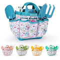 Grenebo Kids Gardening Set Toys, Quality Garden Tool Kit for Kids and Toddlers, Includes Two Shovels, Garden hat,Rake, Apron,Gloves, Watering Can, and Tool Bag (Blue) - color: B-blue