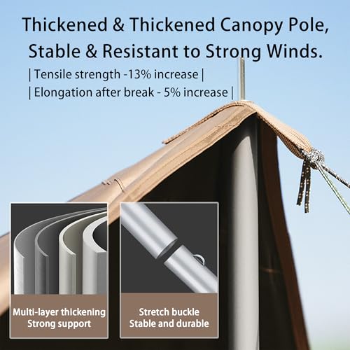Naturehike PU18000MM+ Heavy Duty Waterproof Camping Tent Tarp with Poles, 12x16ft 6-12 Person Large Camping Awning, Anti-UV UPF2000+ Camping Sun Shelter Canopy for Travel, Beach, Car Camp - size: Large