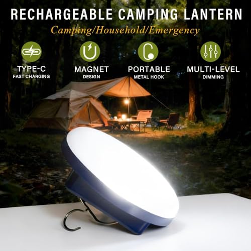 Camping Lights Tent Light 4500 Lumens 45W Rechargeable LED Lantern Magnetic Hanging, Portable USB Outdoor Canopy, Emergency Lights for Home, Lanterns for Power Outages, Ice Shanty Lights（2pcs） - size: 7200 mAh-2pack