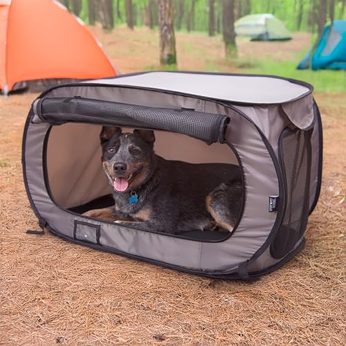 SportPet Designs Large Pop Open Kennel, Portable Cat Cage Kennel, Waterproof Pet bed, Carrier Collection - color: Tan
