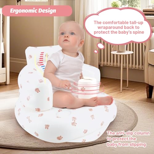 AirSwim Inflatable Baby Chair, Inflatable Baby Seat for Babies 3 Months and Up, Summer Blow Up Chair with Built in Air Pump, Bumbo Seat for Learning to Sit, Palying, Camping, Rabbit - color: Rabbit