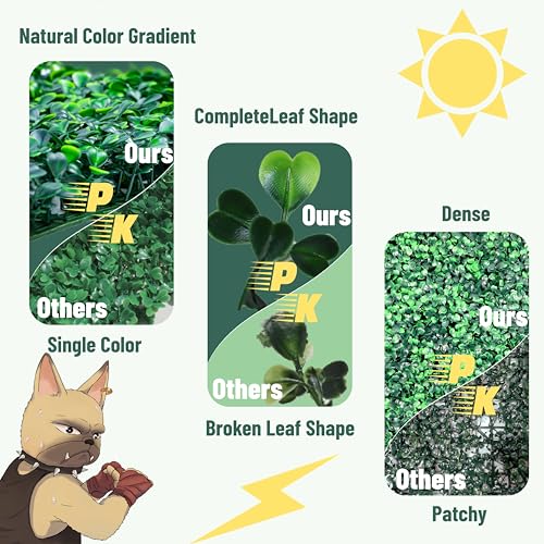 Heavy Duty Boxwood Panel 12 Pack 20"x20" - Artificial Grass Wall Panel, Dense Privacy Hedge with Zip Ties, UV Protected Faux Greenery Backdrop for Garden Fence Outdoor Decor (33 Sq Ft) - color: Green, size: 12 packs