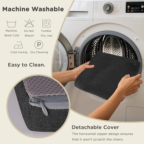 AddGrace Anti-Slip Bar Stool Cushions Square Bar Stool Seat Cushions with Ties Set of 4 Small Square Chair Pads with Machine Washable Cover 12"X12"X2" (Black) - color: Black