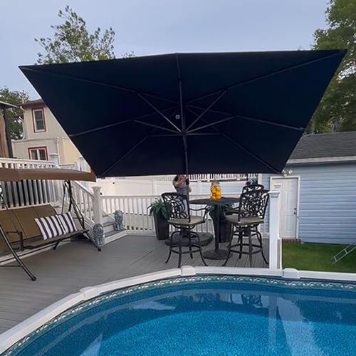 PURPLE LEAF 10' X 13' Patio Umbrella Outdoor Cantilever Rectangle Umbrella Aluminum Offset Umbrella with 360-degree Rotation for Garden Deck Pool Patio, Navy Blue - color: Navy Blue, size: 10' X 13', style: Standard