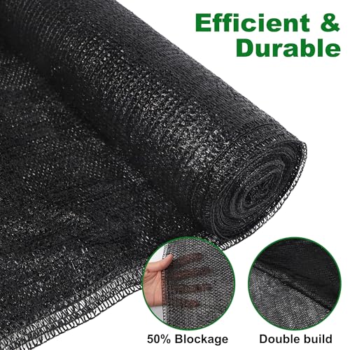 winemana 6x120 FT Outdoor Shade Cloth for Garden & Plants - 50% Large Black Mesh Tarp, UV Resistant Woven Shade Fabric for Greenhouse Farm Row Cover Vegetables Sun Protection Poultry Run - size: 6 Ft X 120 Ft, style: 50%