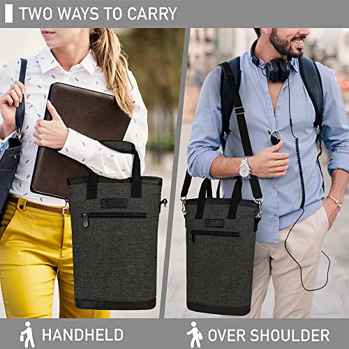 opux Two Bottle Wine Bag Carrier Tote, Insulated Leakproof 2 Bottle Wine Cooler Bag for Travel BYOB Picnic, Portable Wine Case, Gift for Men Women Wine Lover Birthday Party Christmas, Charcoal Gray - color: Charcoal Gray