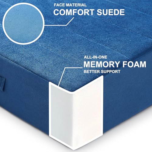 JKMAX 22 inches Floor Pillow for Adults - Large Meditation Cushion with Thick Foam & Soft Tufted Cover - Premium Outdoor Square Floor Cushion Seat - Yoga Pillows for Sitting On Floor - Navy Blue - color: Navy Blue, size: 1 Count