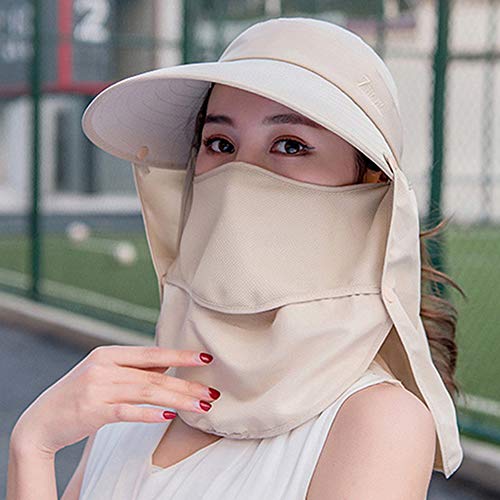 Outdoor UPF 50+ UV Sun Protection Waterproof Breathable Face Neck Flap Cover Folding Sun Hat for Men/Women - color: Khaki