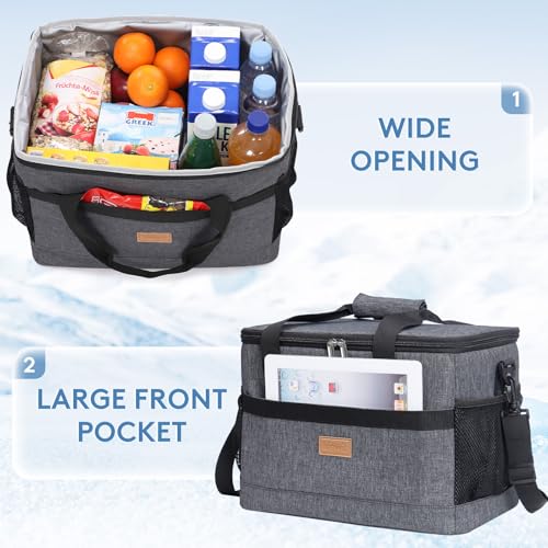 Lifewit Cooler Bag 30/50/60 Cans Collapsible and Insulated Large Lunch Bag Leakproof Soft Cooler Portable Tote for Camping/BBQ/Family Outdoor Activities - color: Dark Gray, size: 30-Can(20L)