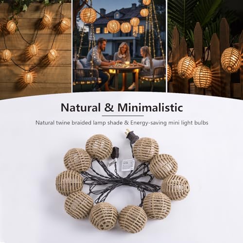 Outdoor-String-Lights-Waterproof, Boho String Lights for Patio, Garden, Porch, Balcony, Gazebo Decorative (Twine Ball) - style: Twine Ball
