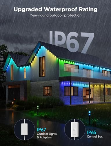 Govee Permanent Outdoor Lights Pro, 150ft with 90 RGBIC LED Lights for Daily and Accent Lighting, 75 Scene Modes for Outdoor Decor, IP67 Waterproof, Works with Alexa, Google Assistant, Matter, White - color: White, size: 150ft