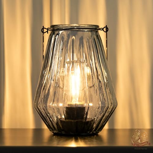 Battery Operated Lamp Hanging,Cordless LED Table Lamp with Timer, Decorative Lantern Lights Outdoor Indoor Decor for Patio/Home/Hallway/Deck/Spareroom/Bedroom/Tabletop/Fireplace/Vintage Style (Blue) - color: Blue