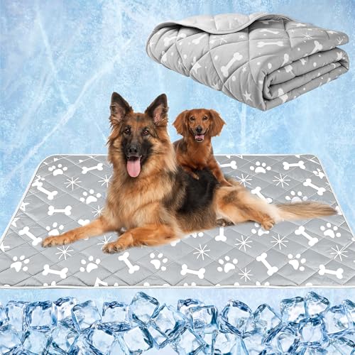 wegreeco Pet Dog Cooling Mat for Cats, Lightweight Bed Outdoor Cooling Blanket for Dogs and Cats, Small Medium Large Puppy Cool Pad for Dogs, Small Bones XLarge - color: Small Bones, size: X-Large