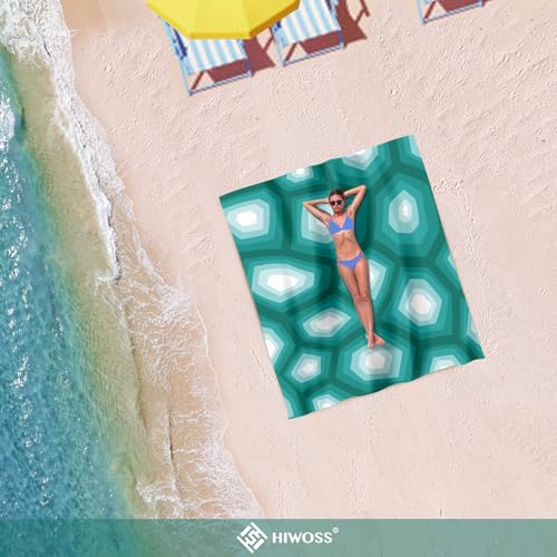 Beach Blanket Waterproof Sandproof Oversized 95”x 80”,Sand Free Beach Mat with Corner Pockets,Portable Mesh Bag for Travel and Outdoor Camping (Dreamsea) (Ombre Green) - color: Ombre Green