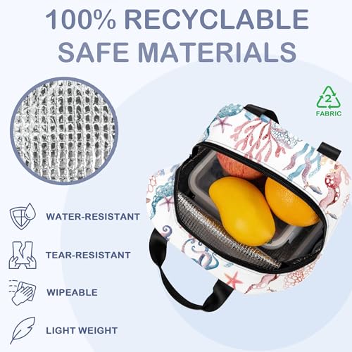 Insulated Lunch Bag,Underwater Marine Animals and Plants Lunch Box for School Student Kids Boys Girls,Leakproof Lunch Tote for Adult Men Women,Reusable Lunch Cooler Tote Bag for Office Work Picnic - color: Underwater Marine Animals and Plants Octopuses, S