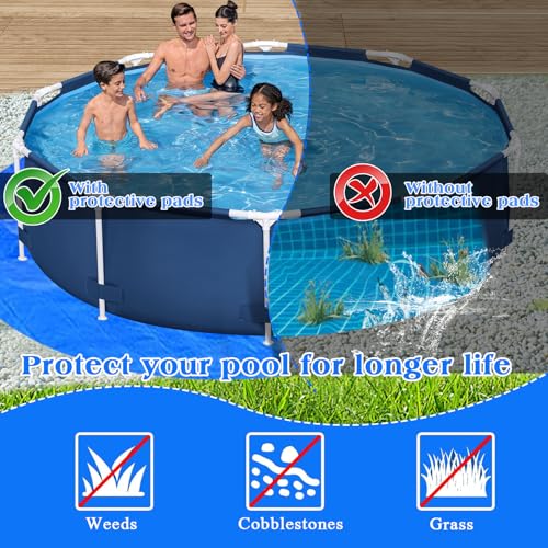 15FT Round Pool Ground Cloths,185g/㎡ Density Heavy Duty Pool Liner Pad,Waterproof PE Swimming Pool Liner Pad,Anti-Aging Puncture Resistant Pool Ground Mat for Protect Above Ground Pool Blanket