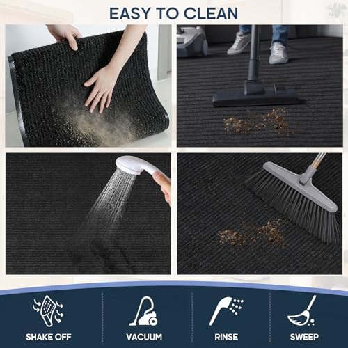 3'x5' Commercial Floor Mat, Heavy Duty Mat for Front Door, Business & High-Traffic Zones,Non-Slip Welcome Rugs for Entryway,Rubber Back,Low Profile Large Door Mats,Black Stripe - size: 3' x 5' (Rectangular)