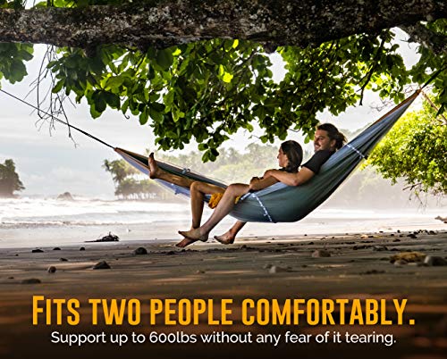 Ryno Tuff X-Large 2 Person Camping Hammock with Mosquito Net - Compact Double Hammock with Bug Net, Pocket, Tree Straps & Heavy Duty Carabiners - Parachute Grade Nylon Can Hold Over 600lbs of Weight - color: Mosquito Net