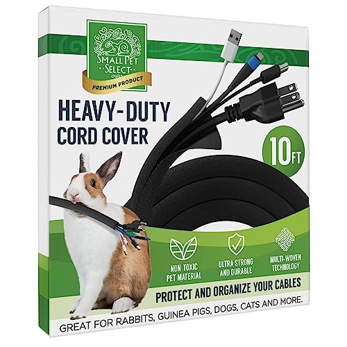 Small Pet Select Heavy Duty Cord Cover - Black, 10ft - Ultra Durable Electrical Cable and Wire Protector for Rabbits, Dogs, Cats and Other Pets - Cord Management and Animal Protection - color: Black