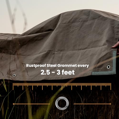 WHITEDUCK Canvas Tarp 18 oz. Heavy Duty Waterproof UV Resistant, Rustproof Grommets, Industrial & Commercial Use Cloth Tarp (Cut Size: 8'x16', Finished Size: 7'6" x15'6", Olive Drab) - color: Olive, size: 8' x 16'
