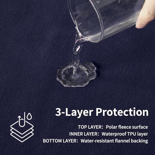 QiyI Waterproof Blanket for Bed Queen Size, Reversible Washable Pet-Friendly Flannel Throw Blanket, Leakproof Stain-Resistant Furniture Protector for Travel & Camping, 60"x80", Dk Purple/Lt Purple - color: Dark Purple/Light Purple, size: 60"×80"