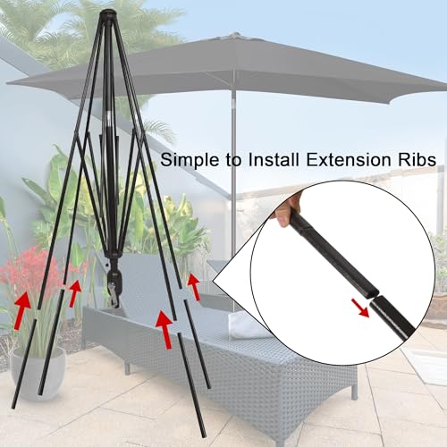Blissun Rectangular Patio Umbrella, Table Market Umbrella with Tilt and Crank, Outdoor Umbrella for Garden, Deck, Backyard, Pool and Beach - color: Black, size: 6.5 x 10 FT