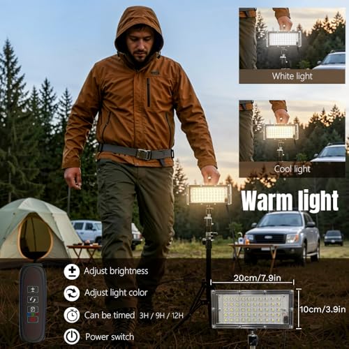 LED Tripod Camping Light, USB Powered Telescopic Work Light with Adjustable Height, Dimmable & Color Temperature, Portable Outdoor Light for Camping, Emergency, Garage - color: Camping Light