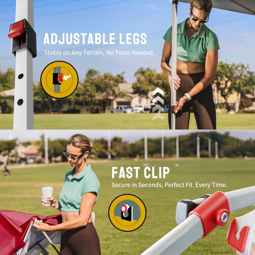 CROWN SHADES 12x12 Pop Up Canopy Outside Canopy, Patented One Push Tent Canopy with Wheeled Carry Bag, Bonus 8 Stakes and 4 Ropes, Red - color: Red, size: 12x12