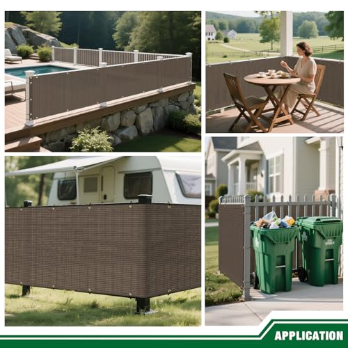 2.5'x5' Balcony Privacy Screen Fence Panels Outdoor Deck Shade Fencing, Apartments Railing Cover UV Protection Outside Screen for Patio Porch, Brown - color: Brown, size: 2.5'x5'