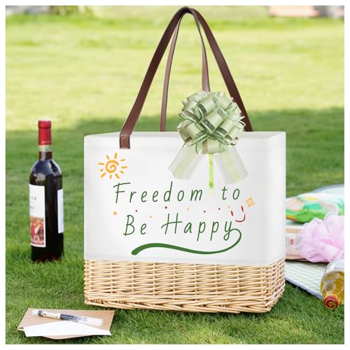 Insulated Picnic Basket Wicker Picnic Basket with 23.7L Canvas and Willow Folding Collapsible Shopping Baskets with Drawstring Closure, Insulated Waterproof Lining for Camping,Wedding Gifts - size: Rectangle With Insulated Lining
