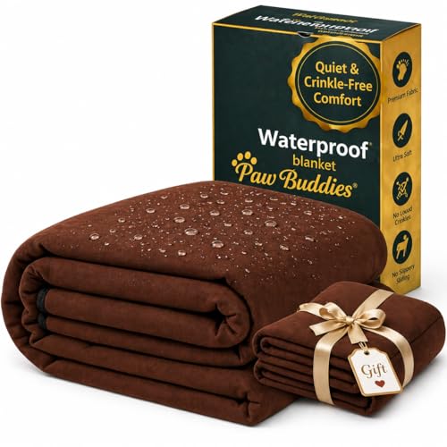 Paw Buddies Premium Waterproof Blanket 80"x90" Velvet-Feel Reversible Throw – Leakproof, Machine Washable Bed & Sofa King Size Protector for Couples, Pets & Travel + Bonus Small Blanket - color: Brown