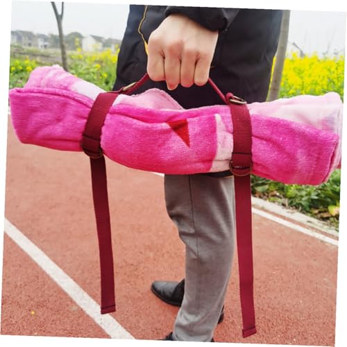 NOLITOY Elastic Picnic Blanket Carry Strap with Handle, Sturdy Red Yoga Mat Carrying Strap for Outdoor Travel and Camping