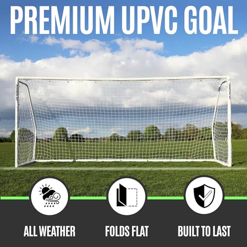 QuickPlay Q-Fold Match Soccer Goal – 30-Second Folding Design for Easy Setup | Portable Net for Backyard | Weatherproof Goal Post for Adults & Kids – [Single Goal] - style: 16 x 7'