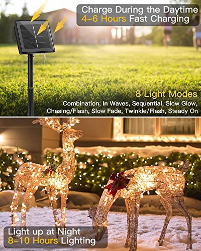 Minetom Solar String Lights, 4 Packs Total 132Ft 400 LED Solar Fairy Lights, Waterproof Solar Lights for Outside Patio Yard Tree Wedding Christmas, Warm White - color: Warm White, size: 4 Packs