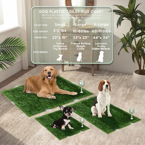 HQ4US 4LEGS Dog Pee Grass with Washable Pee Pads for Dog Litter Box 2 Sets, Large Ultra-Absorbent Artificial Grass Pads for Dogs Potty Grass with Reusable Puppy Pads for Indoor Potty Training - size: L - 33”×23”