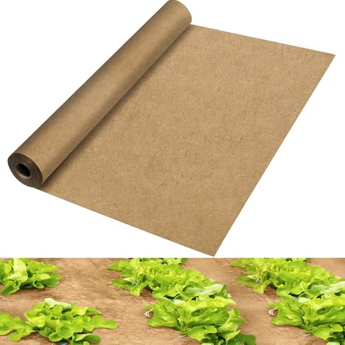 Biodegradable Paper Weed Barrier Roll, Thickened Tear Resistance Garden Weed Barrier Heavy Duty Garden Paper Weed Control Landscape Paper Mulch Weed Mat for Outdoor Garden Lawn (4 x 50 FT) - size: 4 x 50 FT