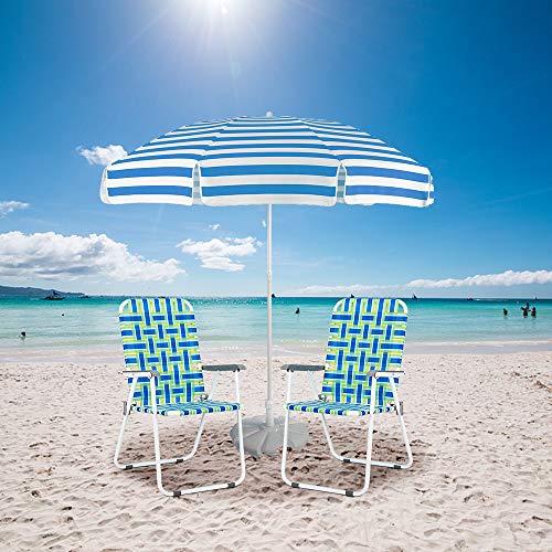 VINGLI Patio Lawn Webbed Folding Chairs Set of 2, Outdoor Beach Portable Lawn Chair Camping Chair Beach Chair for Yard, Garden Dining (Blue, Classic) - color: Blue, size: Regular Size