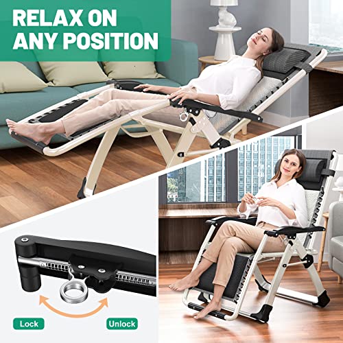 LILYPELLE Zero Gravity Chair, Padded Recliners Premium Lawn Recliner Folding Portable Chaise Lounge with Headrest and Cup Holder, Reclining Patio Lounger Chair - color: Padded Recliner, style: Zero Gravity Chair