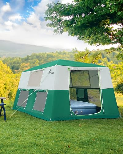 CORANI 14.1'x6.5'x9' Inflatable Tents for Camping, Portable 6/8/10 Person Blow Up Air Tent, Waterproof Windproof Easy Setup Large Family Tent with 2 Doors, 6 Windows, Mosquito Screen - color: Nomad Green, size: 8 person 10.8x9ft