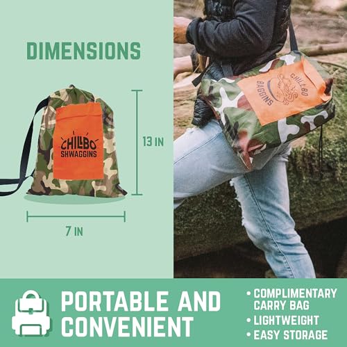 Chillbo Inflatable Couch – Unique Designs - No-Pump Setup, Ripstop Polyester, Stability Pegs, Fun Prints - Portable Air Inflatable Lounger for Beach, Camping, Festivals, and Tailgating - color: Camo Green, size: Large