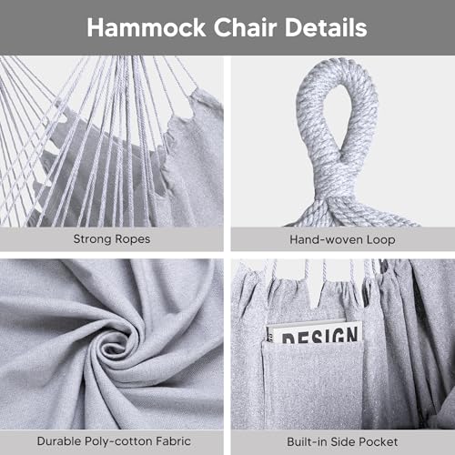 SUNCREAT 2-in-1 Convertible Extra Large Hammocks with Stand, Heavy Duty 2 Person Hammock for Outside with Stand, Patented, Light Gray - color: A-light Gray
