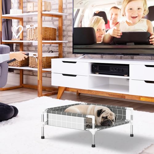 Elevated Dog Bed with 3-Sided Fence - Raised Pet Bed with Non-Slip Feet, Durable Elevated Couch for Small Dogs, Indoor/Outdoor Use with Easy-Clean Fabric - size: S
