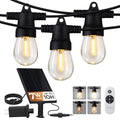 Brightech Ambience Hybrid Outdoor String Lights - Dual Plug and Solar Powered Waterproof LED Light String for Outside - Dimmable Color Changing Edison Bulbs for Camping, Patio, Cafe, Yard - 104ft, 7W - style: Hybrid Super Bright - 104 Feet