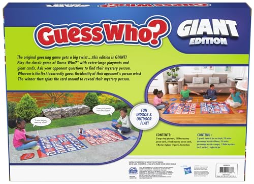 Spin Master Games, Guess Who? Giant Edition, Family Game for Indoor & Outdoor Fun with Big Oversized Board, for Family and Kids, 2-4 Players, Ages 6 & Up - style: Giant Game - Guess Who?