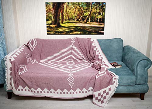 Bersuse 100% Cotton Bahamas XL Throw Blanket Turkish Towel Beach Blanket - Beach Camping Essentials - 75x90 Inches, Burgundy - color: Burgundy