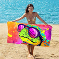 Beach Towel Cool Turtle with Sunglasses Design Colorful Lightweight Quick Dry Blanket for Pool Vacation Travel Outdoor Fun - color: Sea Turtle Print 01