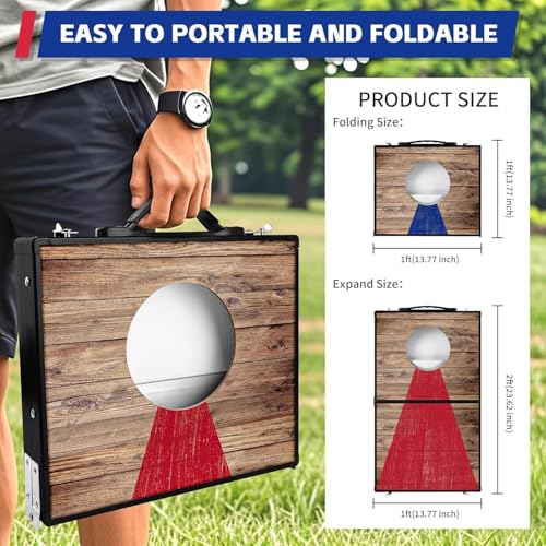 Portable Cornhole Board Set - Aluminum, Foldable 24x12in or 36x24in with Bean Bags | for Adults, Indoor/Outdoor, Travel, Beach & Camping - size: 2x1FT