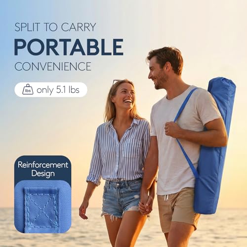 PASAMIC 7ft Beach Umbrella for Sand with Sand Anchor & Tilt, UPF 50+ Protection Beach Umbrellas for Heavy Duty Wind Portable with Carry Bag and Hook, for Patio Garden Pool, Dark Blue - color: Dark Blue, size: 7FT