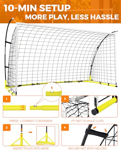 Soccer Goal for Backyard, 12×6 ft /6×4 ft Portable Soccer Goal Net, Quick Setup Soccer Goals with 1 Carry Bag - size: 6 X 4 Feet